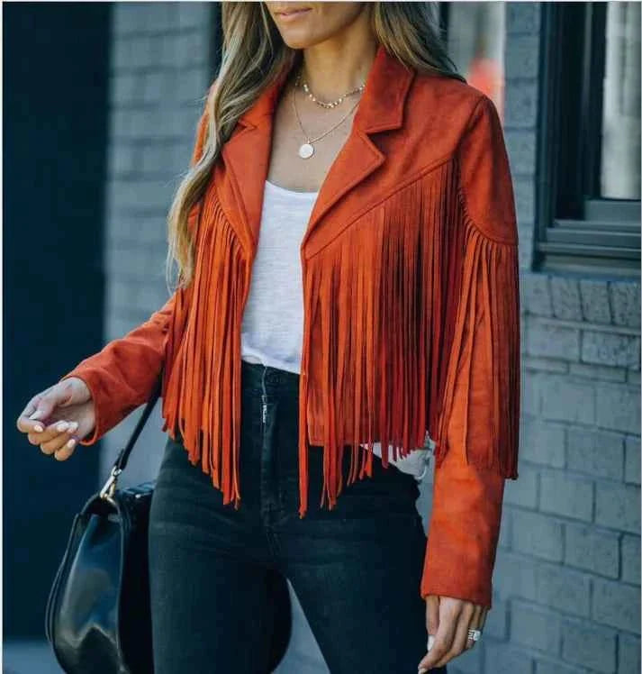 Damen Lederjacke Westerndesign Elegant