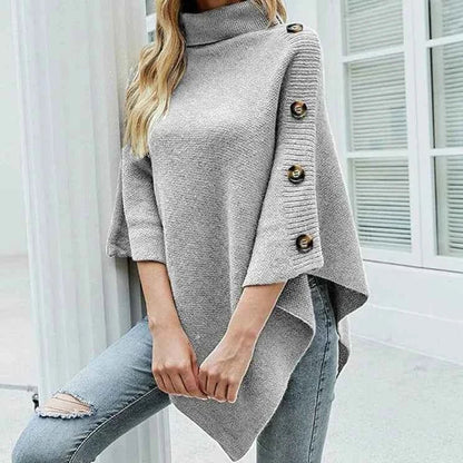 Damen Poncho Herbstlich Wollig