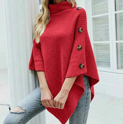 Damen Poncho Herbstlich Wollig