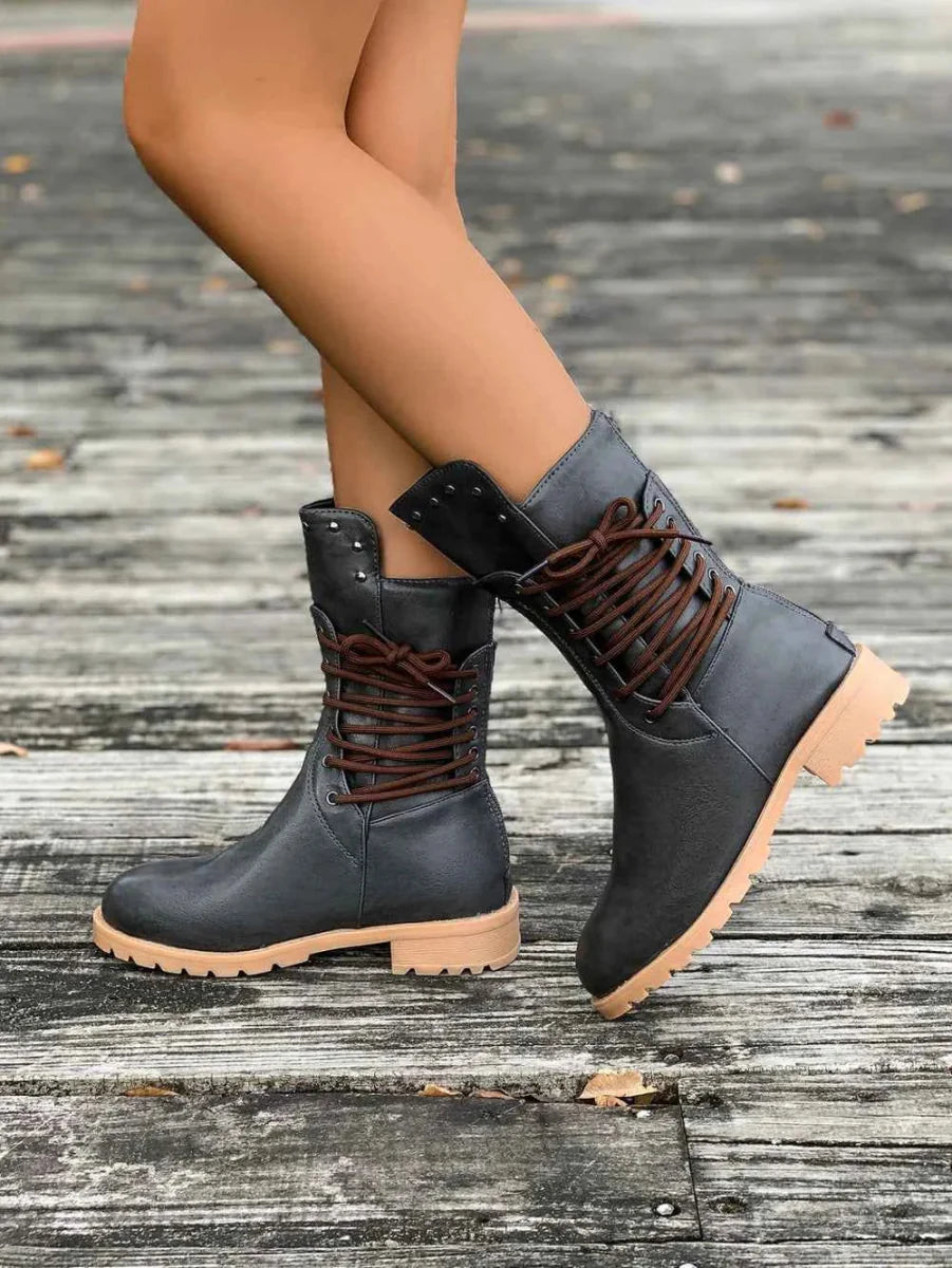 Damen Stiefel Höhe Schnürung