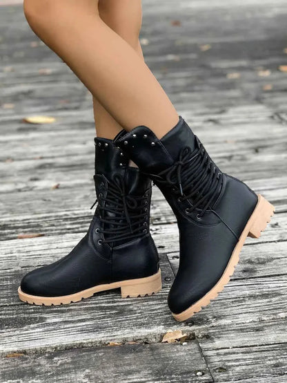 Damen Stiefel Höhe Schnürung