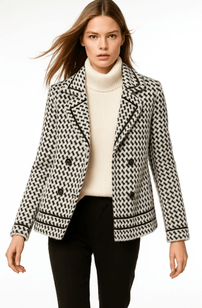 Damen Strickjacke Hahnentrittmuster