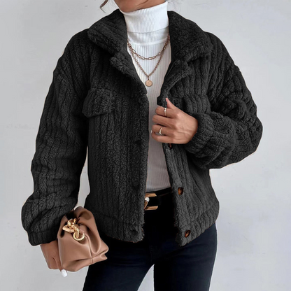 Stylisher Kurzmantel Damen Fleece - IdealeKleiden