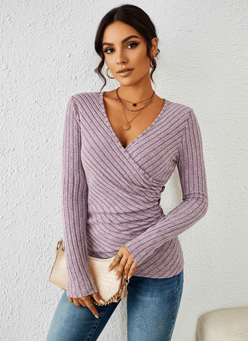 Damen Langarm Oberteil Chic Stil