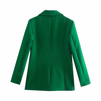 Dunkelgrüner Damen Blazer Einfach Stilvoll - IdealeKleiden
