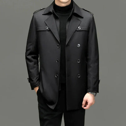 Herren Trenchcoat Elegant Lang Mantel
