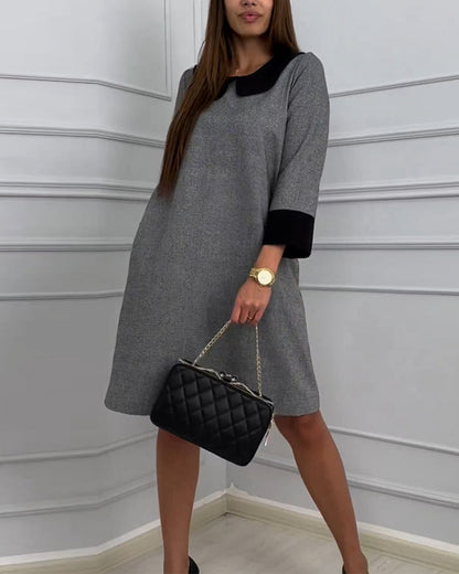 Trendiges Taschenkleid mit Peter Pan Kragen - IdealeKleiden