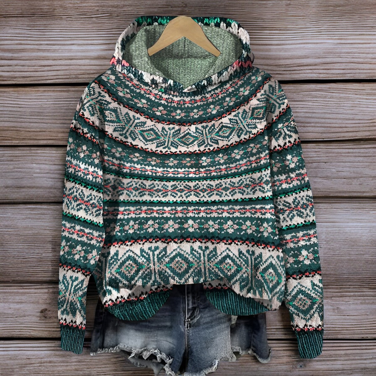 Kapuzenpullover Winterwarm Gestrickt Isländisch