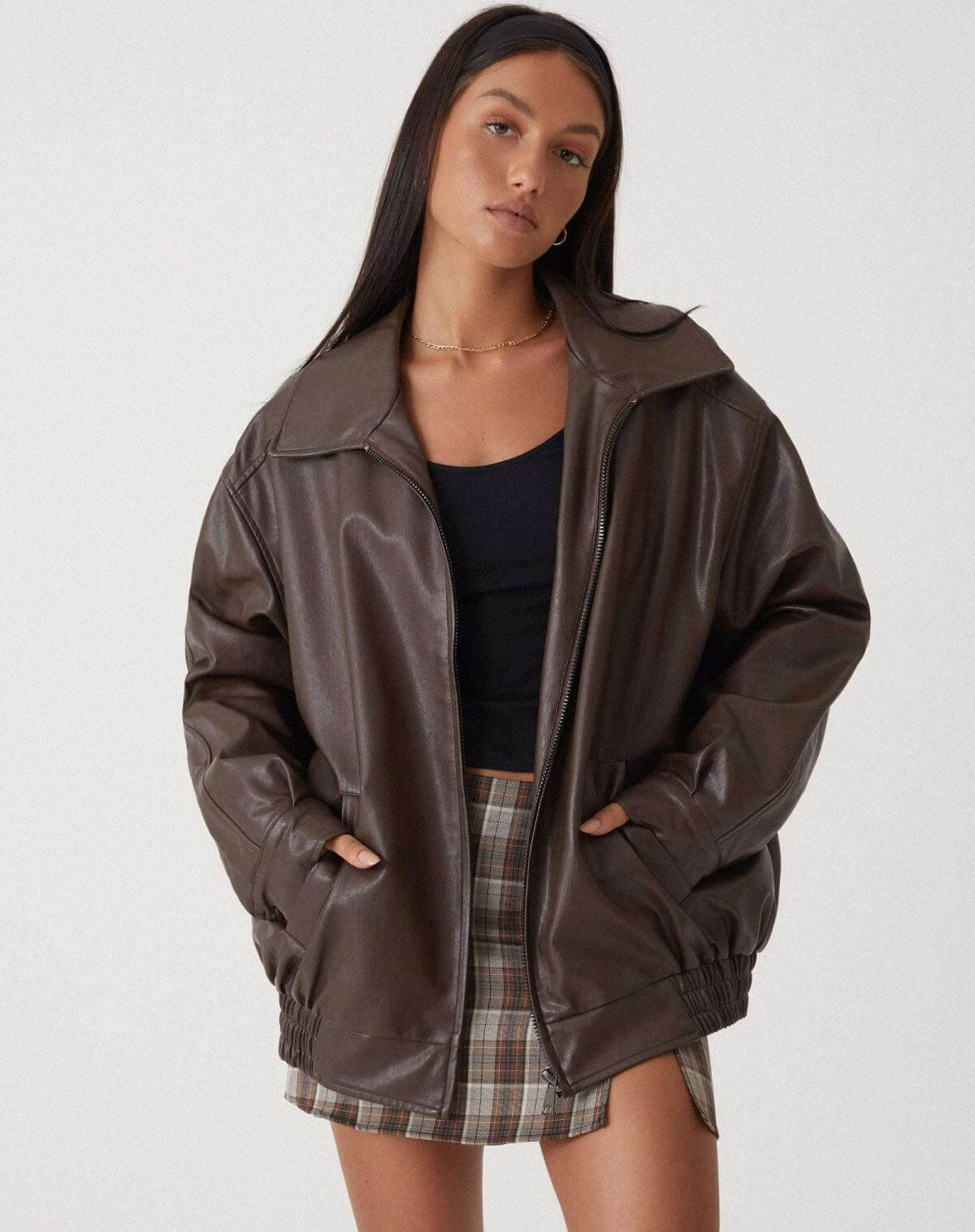Große Damen Lederjacke Oversized Style