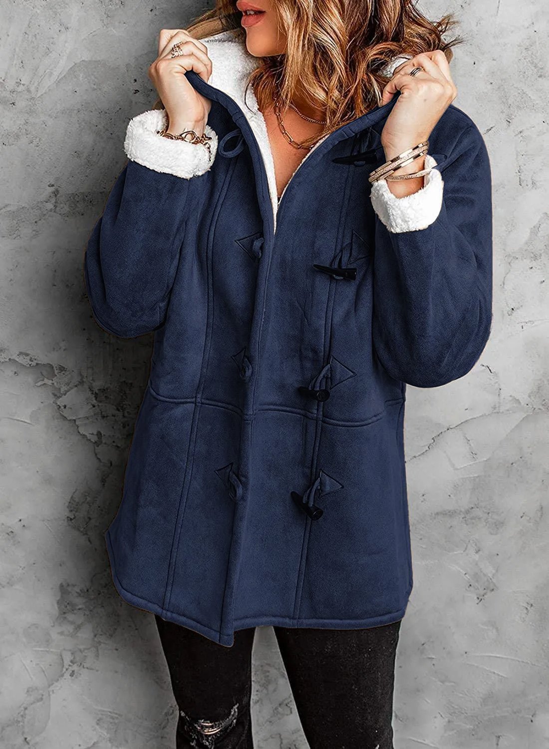 Warme Fleece-Damenjacke Kuschelig Kapuze
