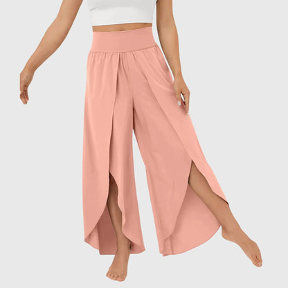 Damen Boho-Hose Weit Bequem Schlitz