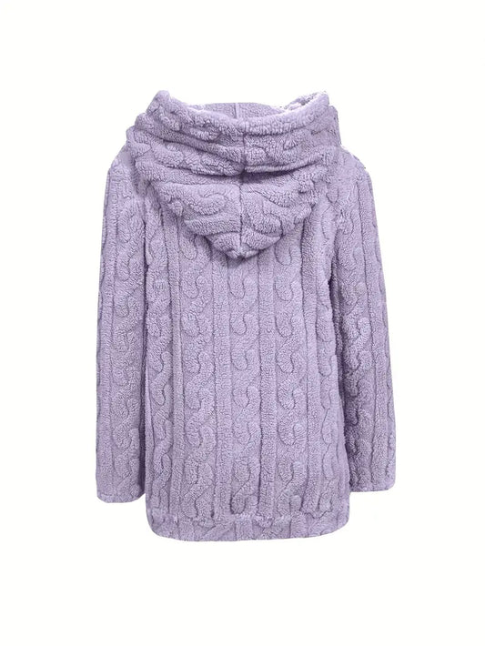 Klassischer Langarm Pullover mit Kapuze und Reißverschluss - IdealeKleiden