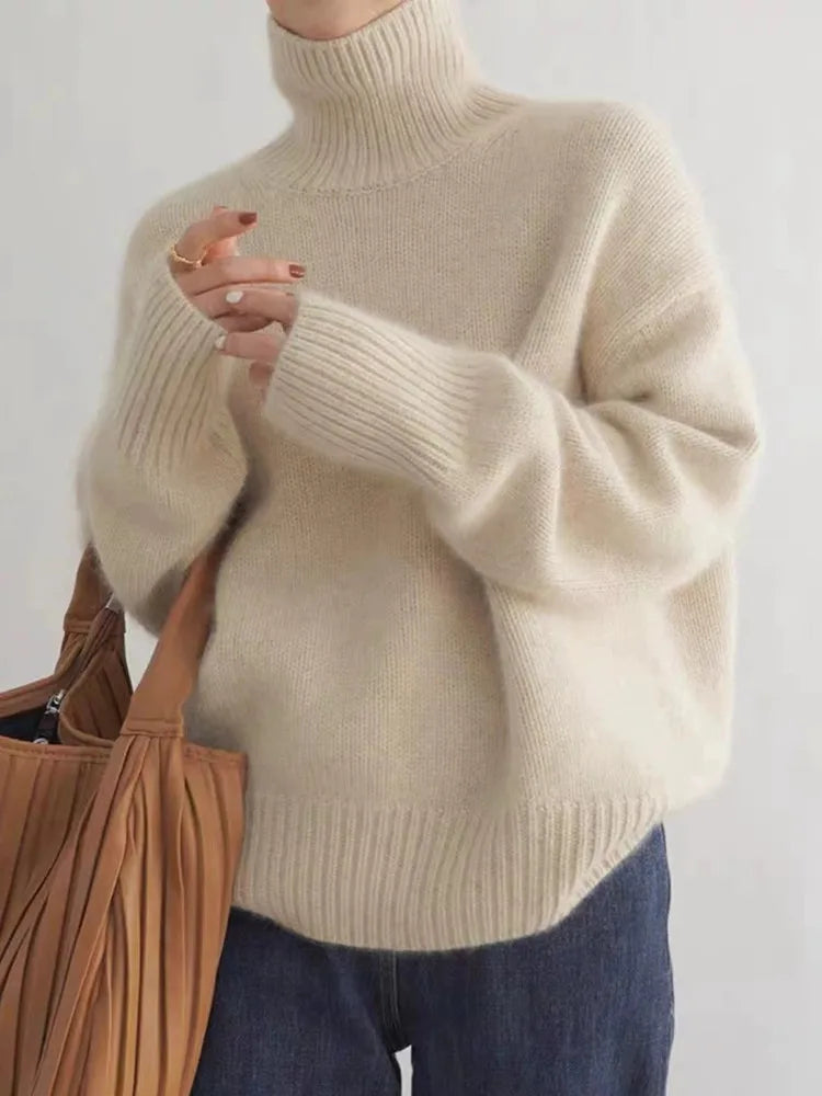 Weicher Rollkragen Pullover Herbstlich - IdealeKleiden