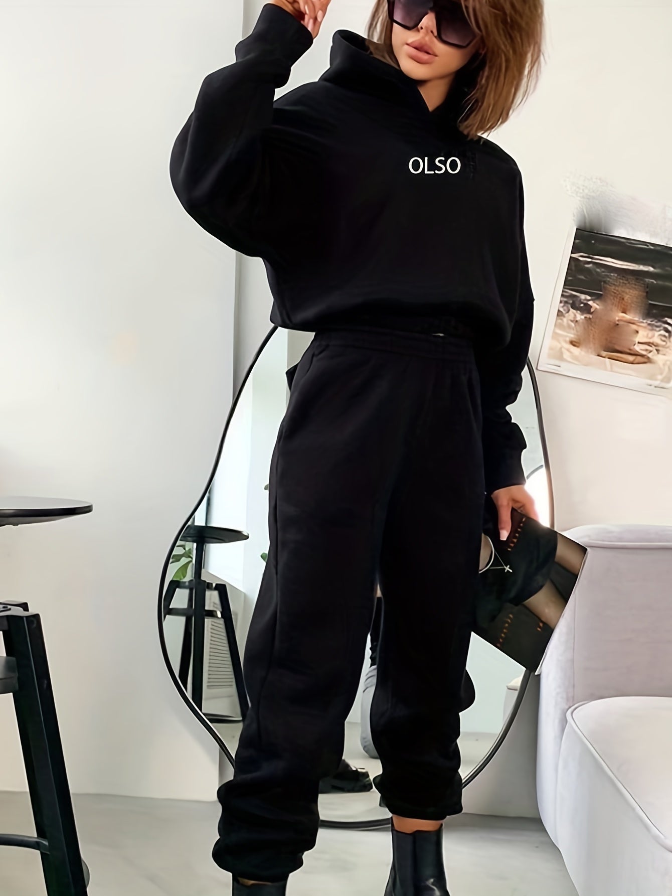 Damen Sportanzug Set: Kapuzenpullover und Jogginghose
