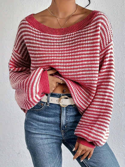Strahlend Pullover Streifen Design Soft Komfort