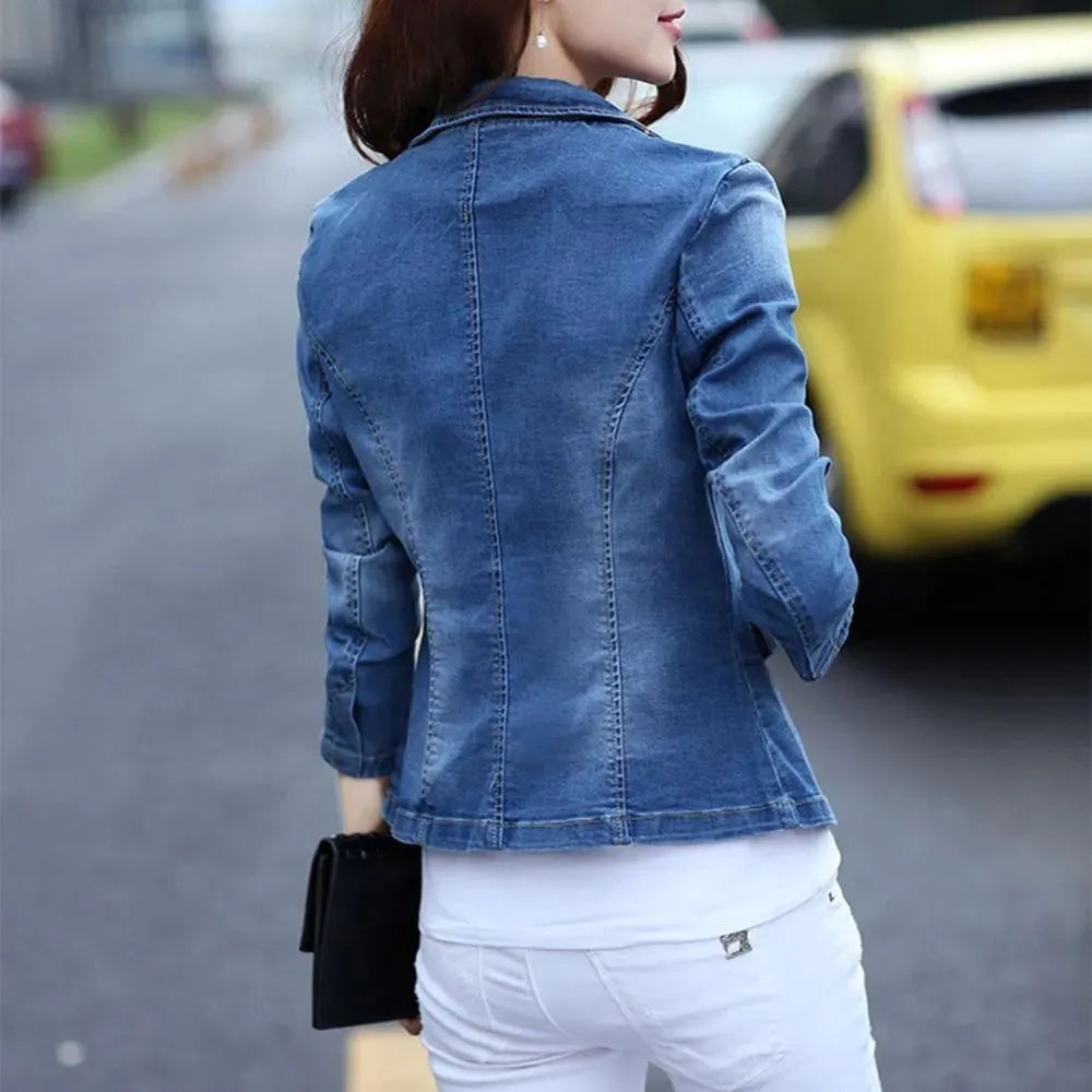 Damen Blazer Jeansjacke Elegantes Design - IdealeKleiden