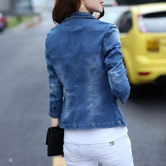 Damen Blazer Jeansjacke Elegantes Design - IdealeKleiden