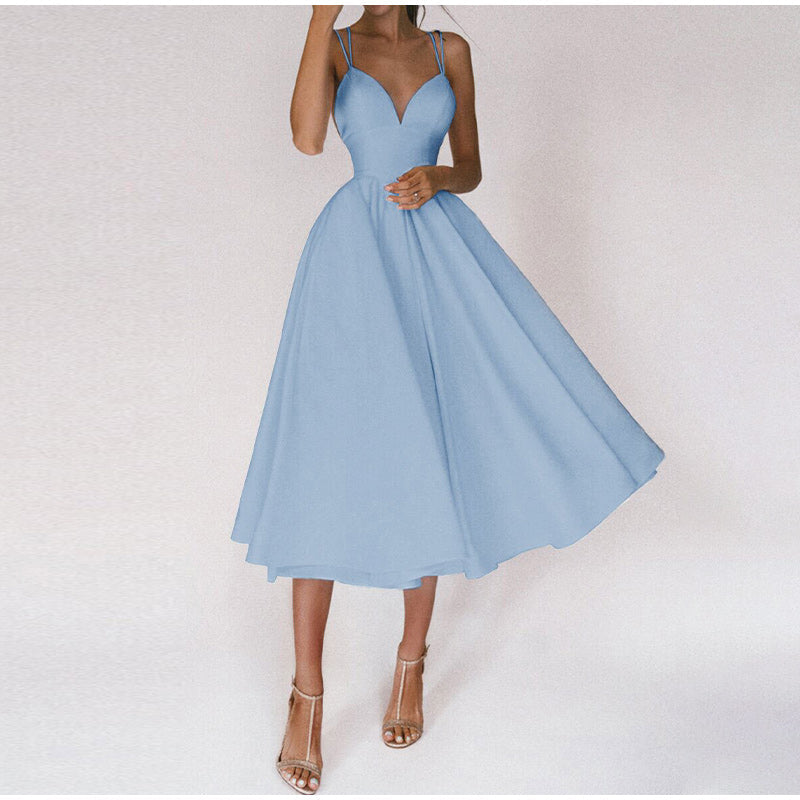 Elegantes Damen-Kleid V-Ausschnitt Modern