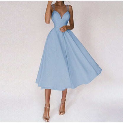 Elegantes Damen-Kleid V-Ausschnitt Modern