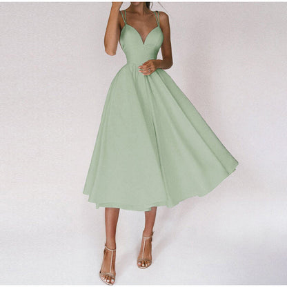 Elegantes Damen-Kleid V-Ausschnitt Modern