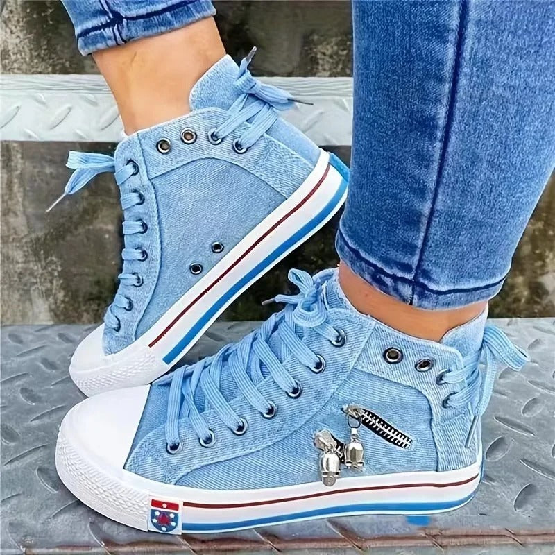 Moderner Sneaker Jeanslook Reißverschluss