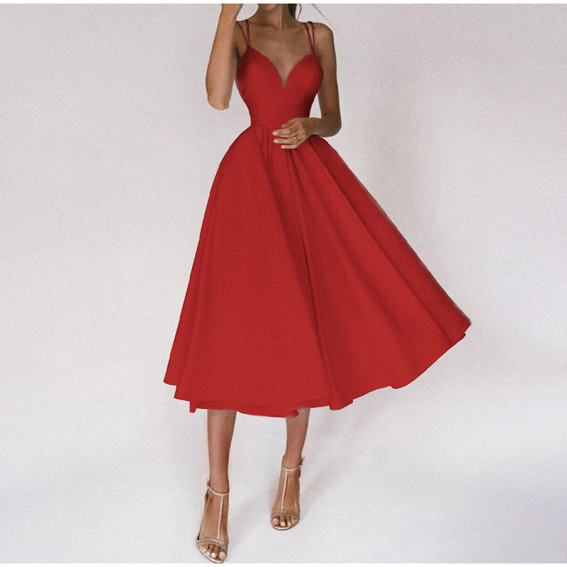Elegantes Damen-Kleid V-Ausschnitt Modern - IdealeKleiden