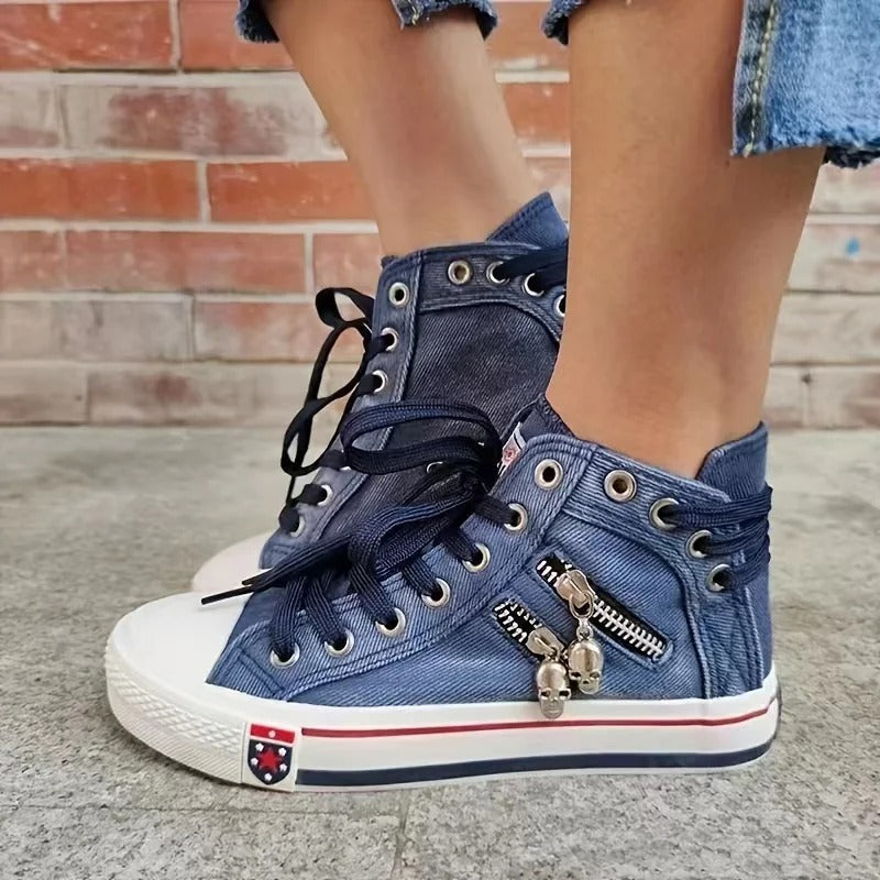 Moderner Sneaker Jeanslook Reißverschluss