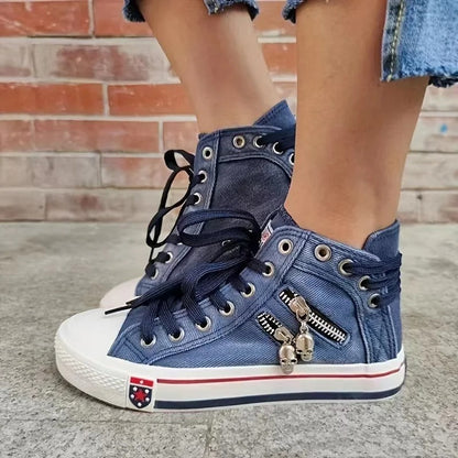 Moderner Sneaker Jeanslook Reißverschluss