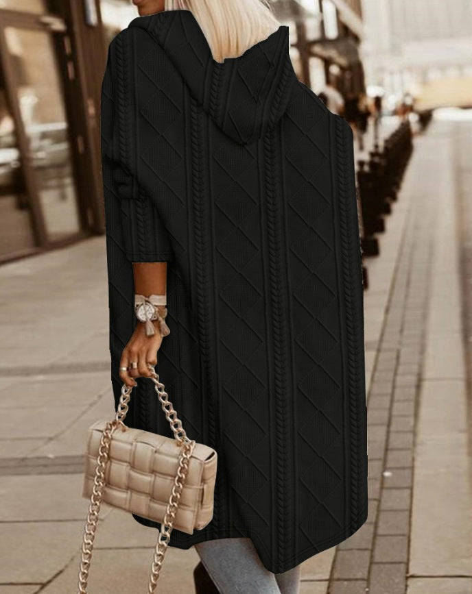 Kuschelige Kapuzenjacke Lang Baumwolle Damen