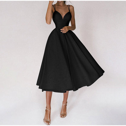 Elegantes Damen-Kleid V-Ausschnitt Modern
