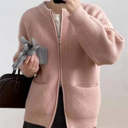 Übergrößer Cardigan für Damen mit Reißverschluss Komfort