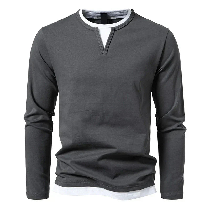 Herren Langarmshirt Modern Henley Style - IdealeKleiden