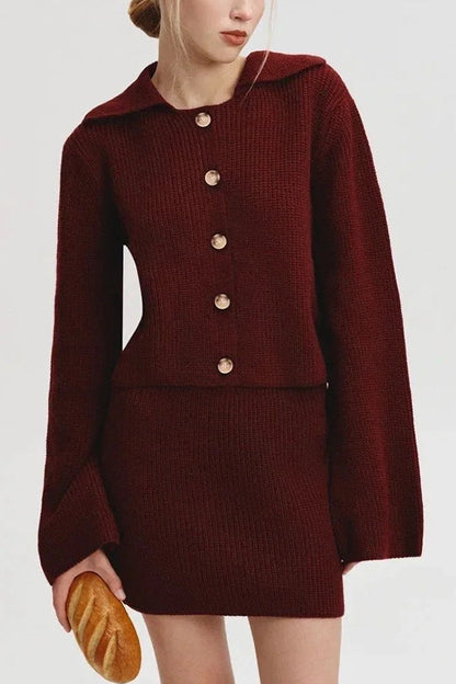 Gemütliches Cardigan-Set | Strickjacke und Minirock Komplett