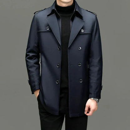 Herren Trenchcoat Elegant Lang Mantel