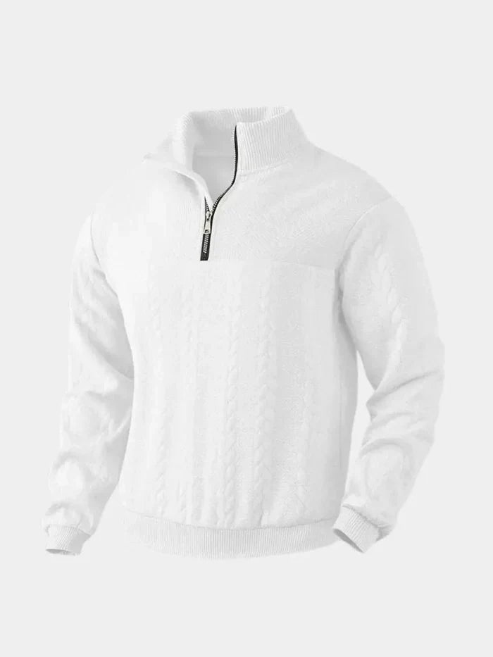 Klassischer Herren Pullover Stehkragen Quarter-Zip