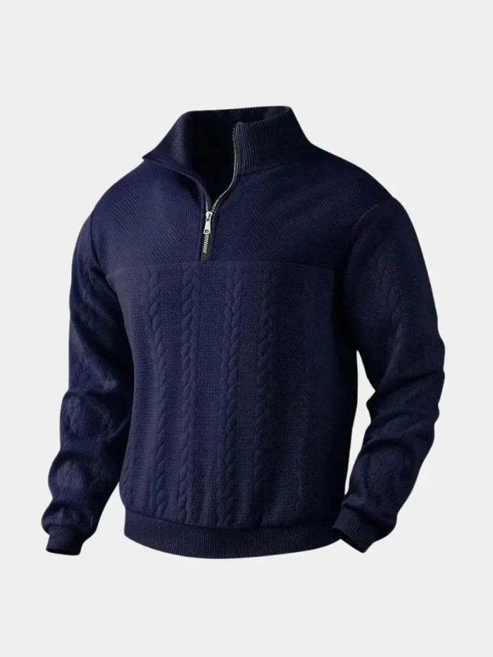 Klassischer Herren Pullover Stehkragen Quarter-Zip