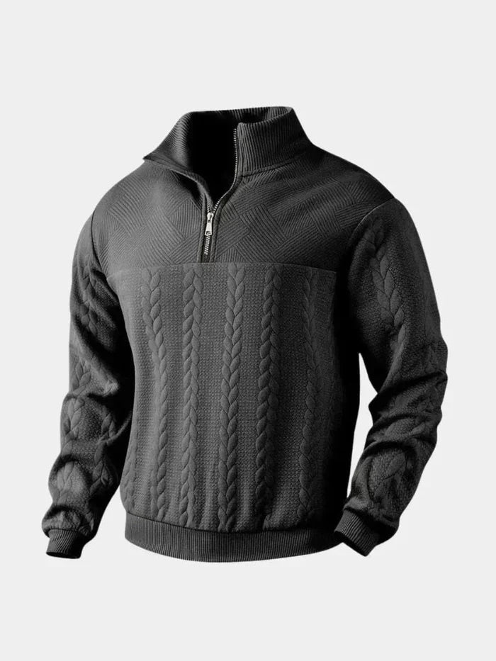 Klassischer Herren Pullover Stehkragen Quarter-Zip