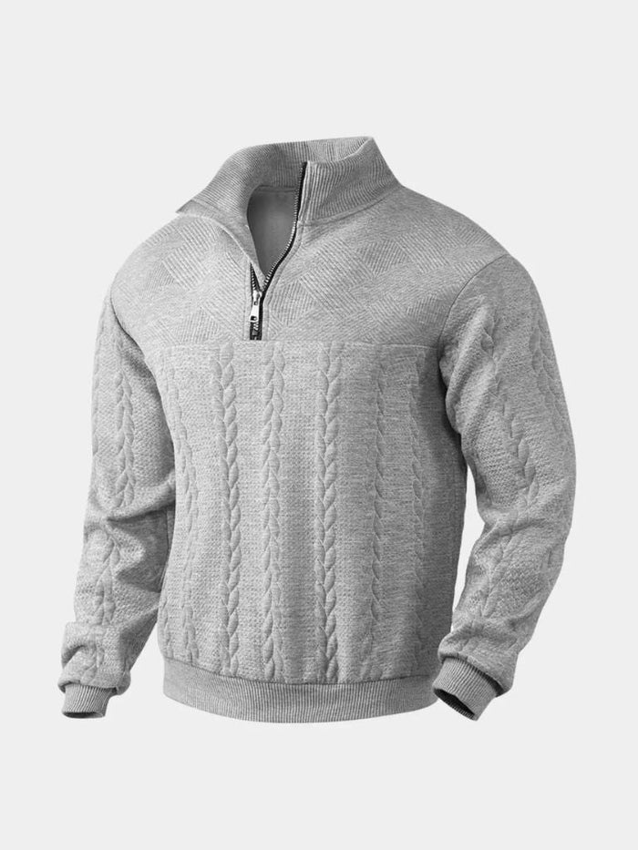 Klassischer Herren Pullover Stehkragen Quarter-Zip