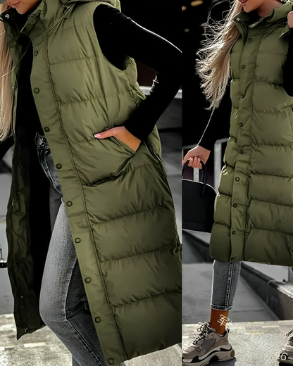 Damen Daunenmantel Lang Ärmellos Outdoor