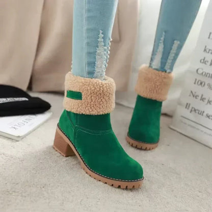 Elegante Schneestiefel Leder Warm & Komfortabel