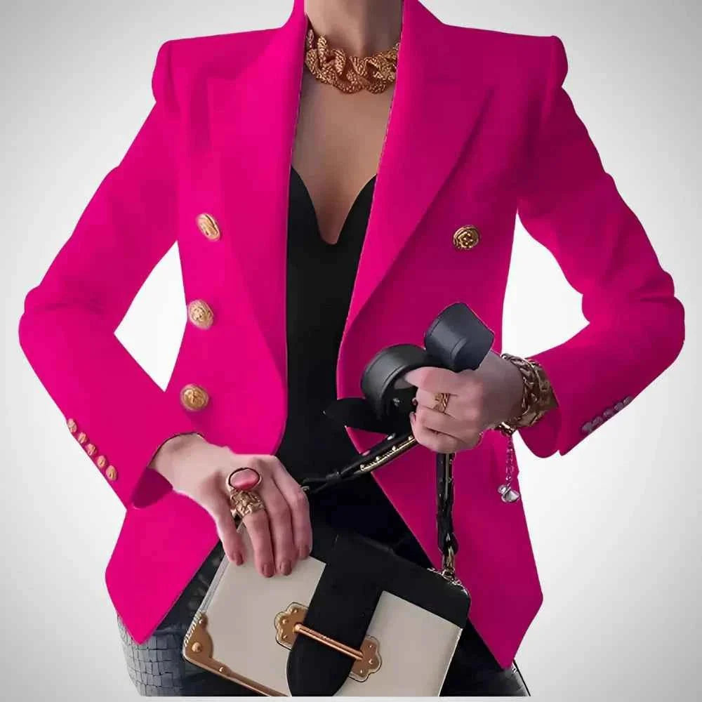 Damen Blazer Doppelreihe Luxus Goldknöpfe