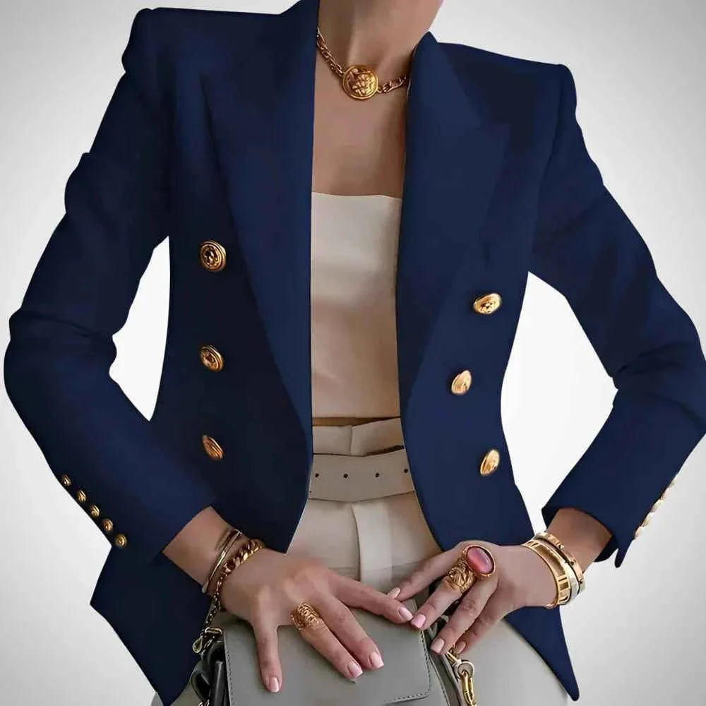 Damen Blazer Doppelreihe Luxus Goldknöpfe