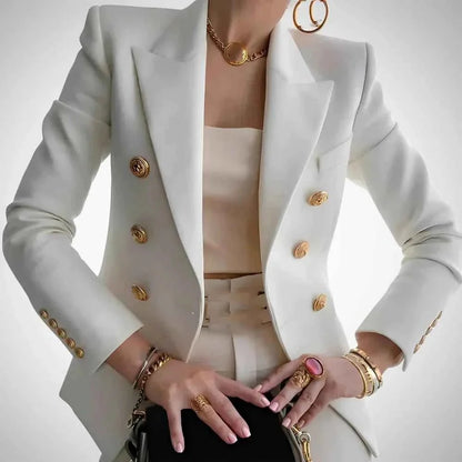 Damen Blazer Doppelreihe Luxus Goldknöpfe