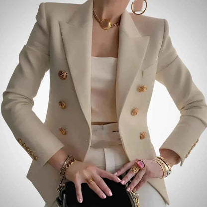 Damen Blazer Doppelreihe Luxus Goldknöpfe