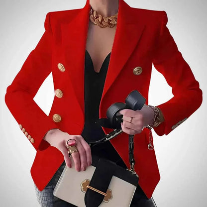 Damen Blazer Doppelreihe Luxus Goldknöpfe