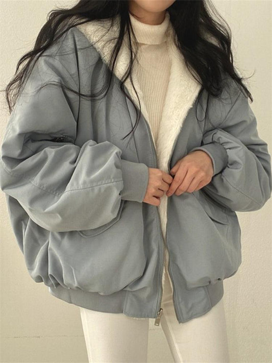 Damen Oversize Lederjacke Modern - IdealeKleiden