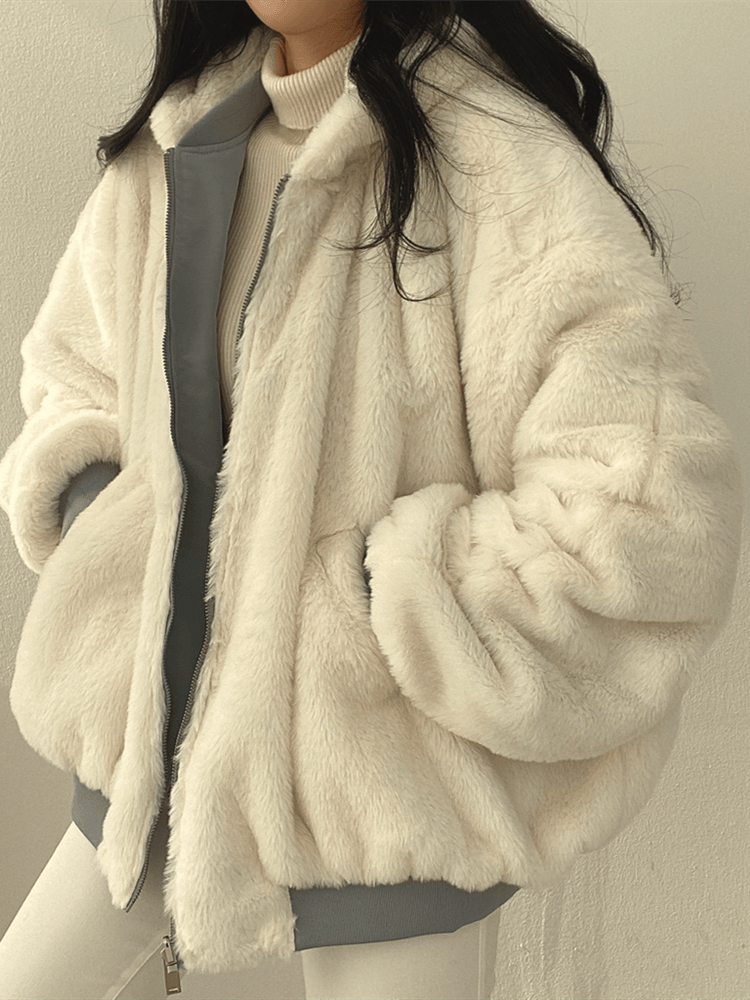 Damen Oversize Lederjacke Modern
