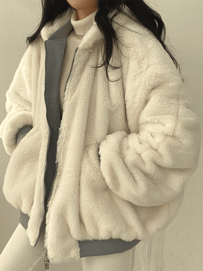 Damen Oversize Lederjacke Modern