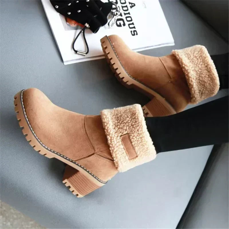 Elegante Schneestiefel Leder Warm & Komfortabel