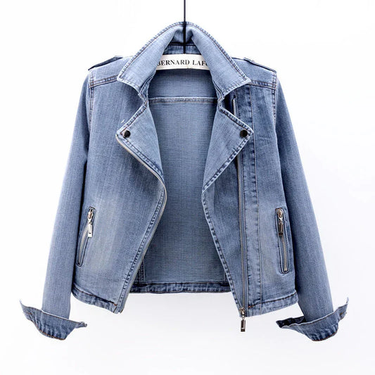 Verwaschene Damen Jeansjacke Vintage Look - IdealeKleiden